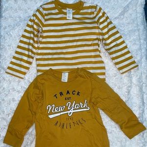 Mustard with white color Long-Sleeved Jersey Shirts